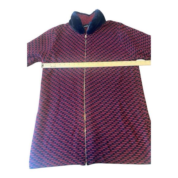 BLACK RIVET WOMENS LONG KNIT BLACK RED ZIP UP SWEATER AUTUMN COAT FAUX FUR~M - Picture 6 of 9